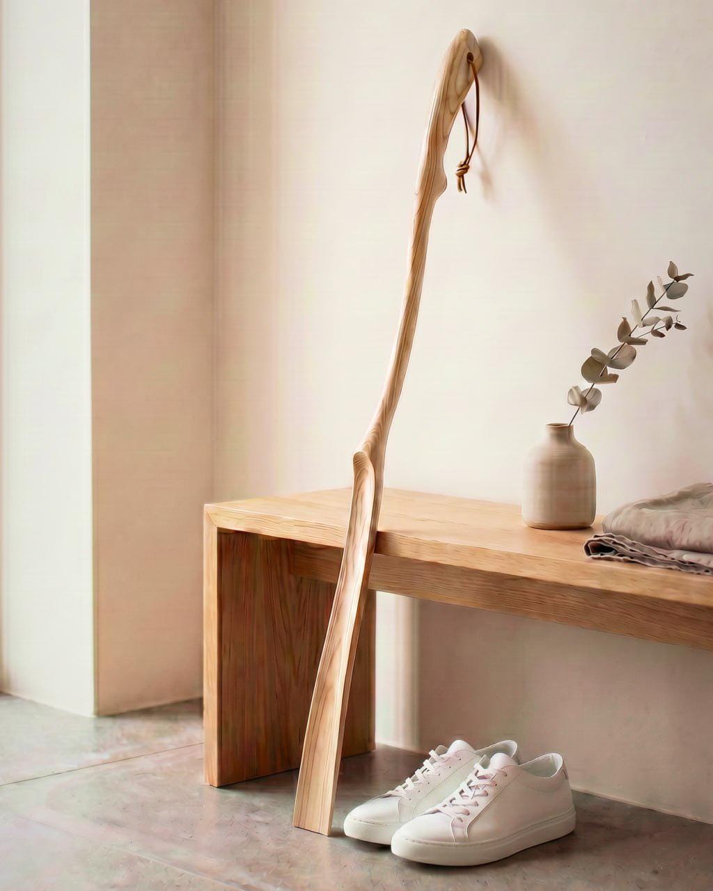 Long Oak Wood Shoe Horn, Minimalist Gift, Rustic Home Decor