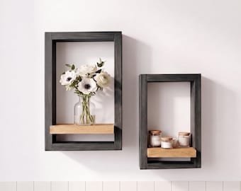 Estante para plantas, estantes de pared flotantes, estructura de soporte de madera, estantes de baño