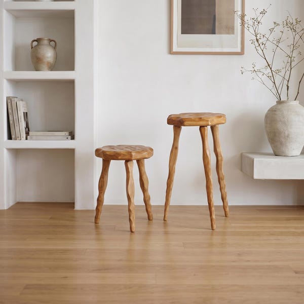 Holz Akzent Hocker, Blumenständer, Live Edge Stativtisch, rustikale Wohnkultur