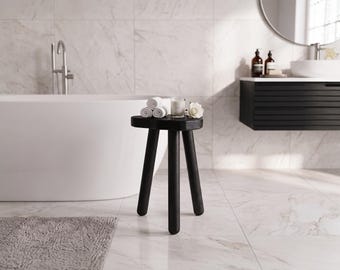 Soporte de madera para plantas, mesa trípode negra, taburete de ducha decorativo, decoración rústica para el hogar, tamaño personalizado.