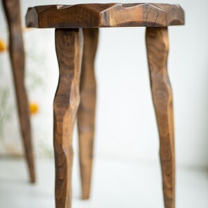 Hand-Carved Cherry Wood Plant Stand, Organic Sculpted Pedestal image 16