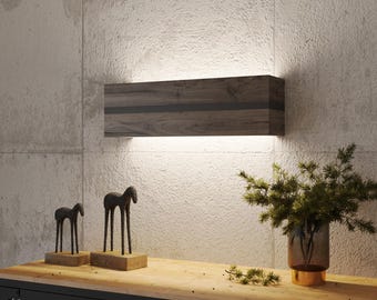 Applique murale faite main en chêne foncé, applique murale moderne en bois rustique