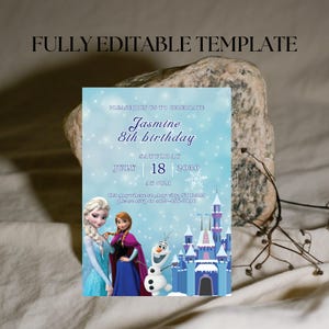 Frozen Birthday Invitation Editable Frozen Party Elsa Invitation Winter Snow Birthday Printable Editable Instant Download Canva Template