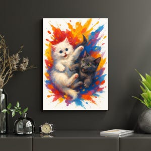 Playful Kittens Digital Art | Printable Cat Poster | Nursery Wall Art | Instant Download | Cat Lover Gift