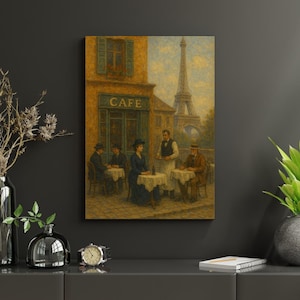 Paris Cafe Digital Art | Printable Paris Wall Art | French Street Poster | Instant Download | Travel Wall Decor