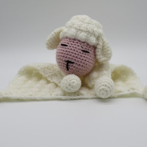 Crocheted Lovey Lamb - Baby Security Blanket and Toy