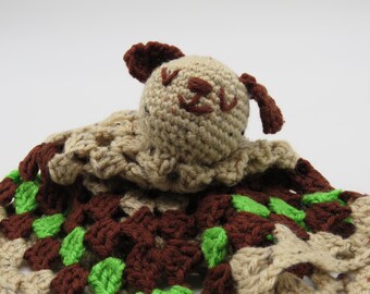 Crocheted Dog Lovey - Baby Security Blanket and Toy