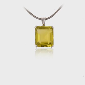 Natural Genuine Lemon Topaz Silver Pendant, Lemon Topaz Big Size Silver Pendant, Cushion Cut Lemon Topaz Pendant Necklace, Birthday Gifts