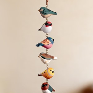 Rustic Hand Painted Bird Ornament, Handcrafted Wooden Colorful Birds, Bird Window Decor, Nursery Decor, Handmade Bird Lover Gift