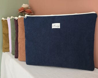 Laptoptasche aus Cord für Laptops von 6 bis 17 Zoll – Laptoptasche mit floralem Stofffutter – Handgefertigtes Geschenk