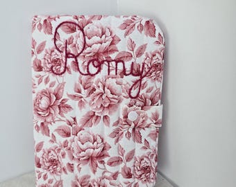 Personalized baby health record book cover with name • Hand-embroidered • Baby girl gift • Document pouch • Handmade in France
