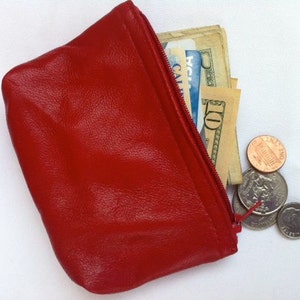 Men&#39;s or women&#39;s small red leather pouch