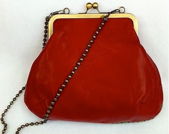 Handmade red leather purse