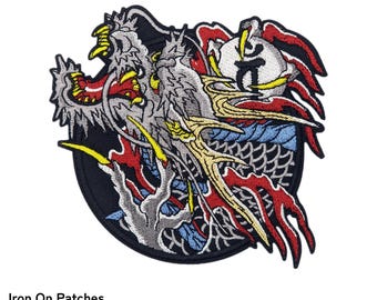 Dragon Tattoo - LAD/ Yakuza - Aufnäher zum Aufbügeln - Klettverschluss, Moral Patch, Pin Badge - Kiryu, schwarzer Oryu-Drache, wie ein Drache