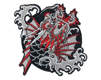 Dragonfish Tattoo - LAD/ Yakuza - Iron on Embroidery Patch - Tactical Morale Patch, Hook and Loop, Pin Badge - Ichiban, Like a Dragon