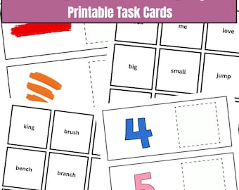 100+ Sight Word & Phonics Task Cards | Kindergarten Literacy | Colors, Numbers, Blends, Digraphs, Word Families