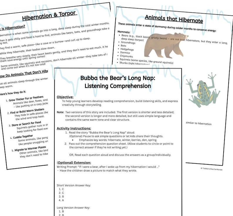 Winter Animals Lesson Plan | Polar Regions, Hibernation (PDF) - Etsy