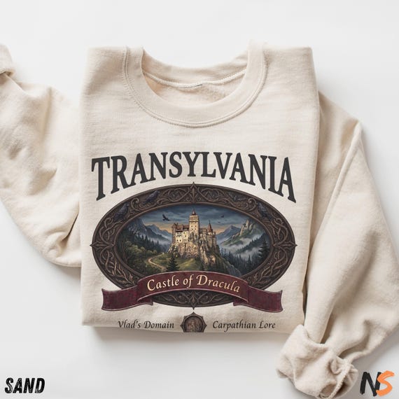 Dracula Castle Sweatshirt Vampire Lover Gift Bran Romania Travel Souvenir Gothic Crewneck Dark Academia Halloween Present Pullover
