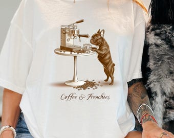 French Bulldog Barista Tee: Retro Espresso Dog Lover Shirt