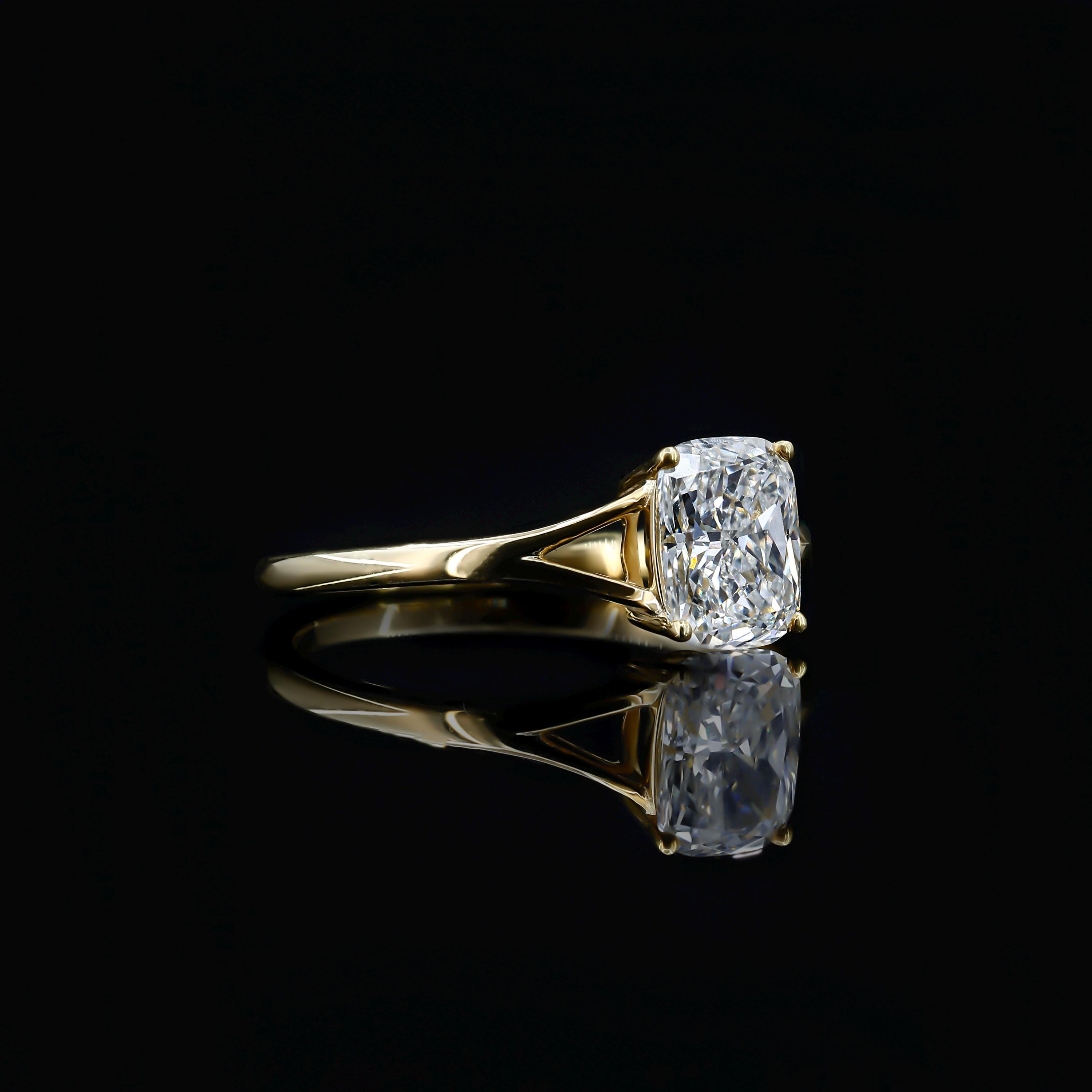 Cushion Cut Moissanite Engagement Ring Split Shank Solitaire Ring ...