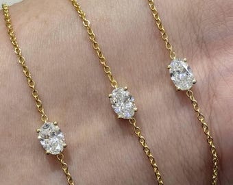 Solitaire Lab Grown Diamond Bracelet IGI Certified Diamond Bracelet 14K Solid Gold Wedding Jewelry Anniversary Gifts