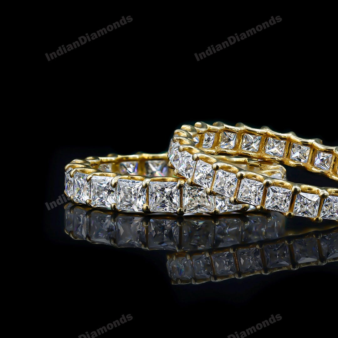 Princess Cut Moissanite Full Eternity Wedding Band Women 14K Solid ...