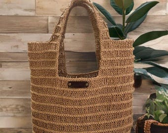 Handmade Raffia Knitted Tote Bag, Eco-Friendly Beach Bag