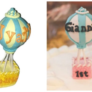 Cake Hot Air Balloon Cake Topper First Birthday Personalized Custom Keepsake with Name Age and Date
