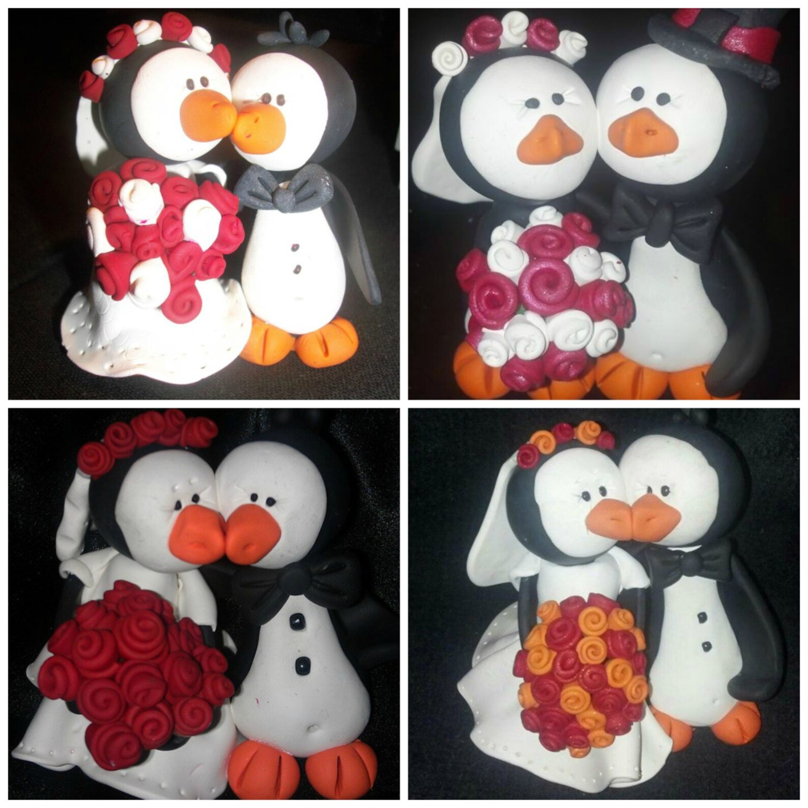 Penguin Wedding Cake Topper Penguin Bride and Groom Bridal Etsy