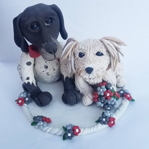 Topper de pastel de bodas para perros, perros de boda, topper de pastel de novia y novio, topper de pastel de perro, boda de perros, boda de mascotas, topper de pastel personalizado, cachorro