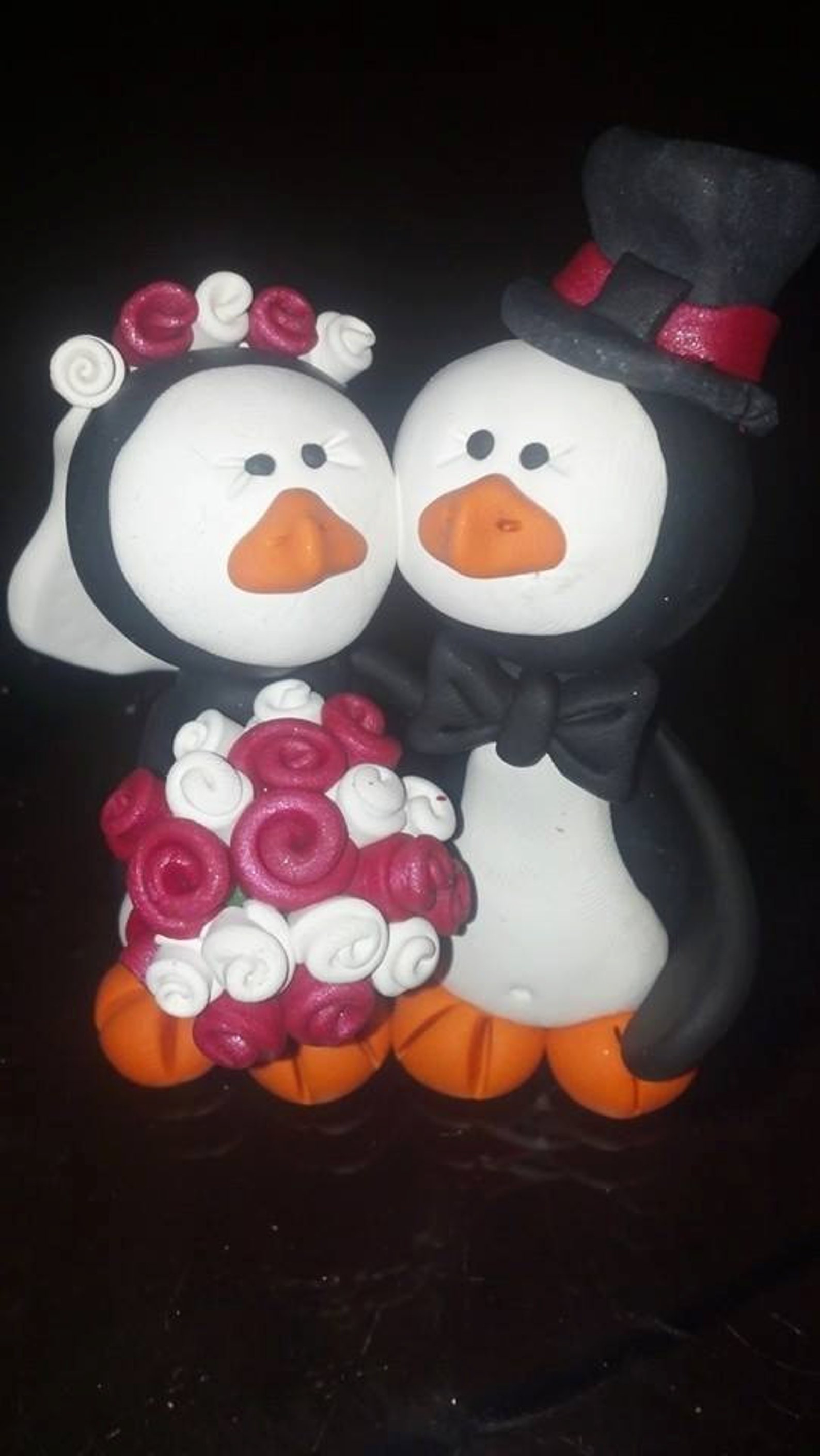 Penguin Wedding Cake Topper Penguin Bride and Groom Bridal Etsy