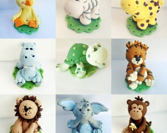 Cake Topper Jungle Animals, Baby Shower cake Topper, Baby Giraffe Cake Topper, Baby Monkey cake Topper, Baby Lion Cake Topper, Baby Hippo