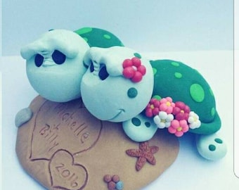 Cake Topper Turtle Wedding, Turtle Bride and Groom, Custom Cake topper, Turtle Themed Wedding, Bridal Shower Gift, Anniversary Gift, Turtles