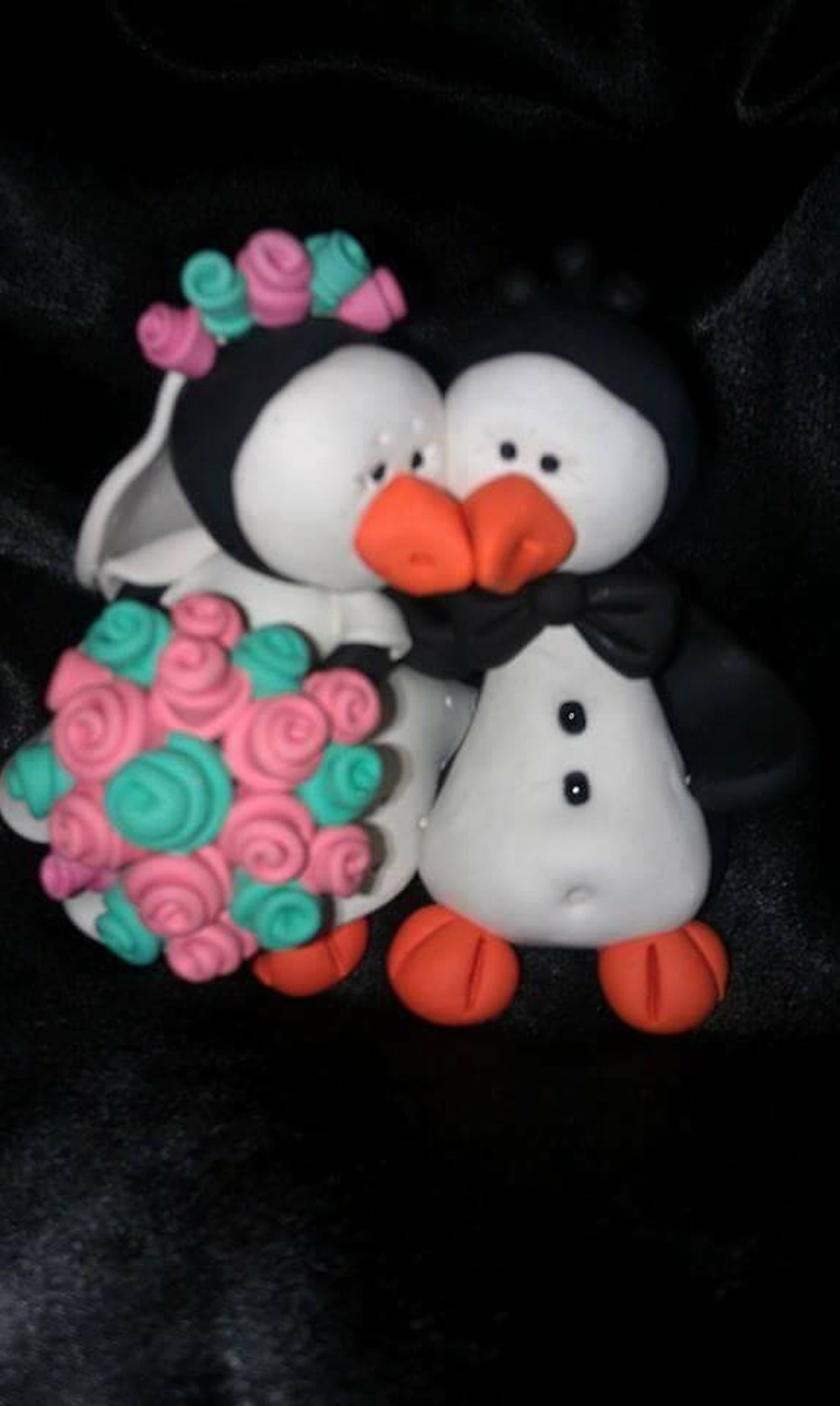 Penguin Wedding Cake Topper Penguin Bride and Groom Bridal Etsy