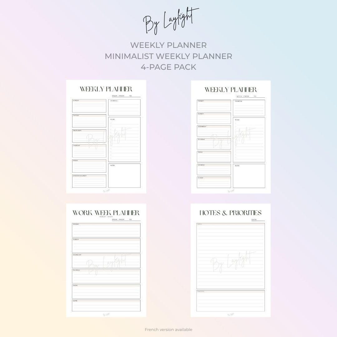 Minimalist Weekly Planner Printable | Weekly Schedule PDF | Instant ...