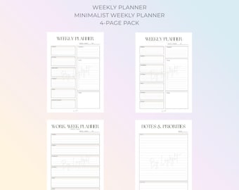 Minimalist Weekly Planner Printable | Weekly Schedule PDF | Instant ...
