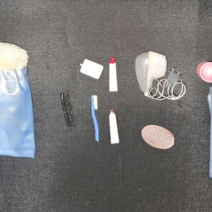 Vintage 1960&#39;s Sindy Patch Paul Doll Accessories Towel Bag Toothpaste Soap Brush Mirror Cups Ball ect Excellent Condition