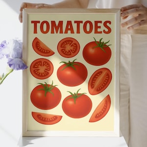 Vintage Tomato Kitchen Print: Retro Vegetable Poster (Digital Download A4/PDF/JPG)