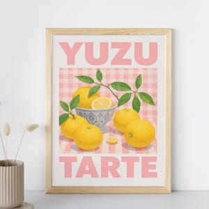 Muurkunst Yuzu-taart – poster Japanse citrusvrucht – afdrukbaar in de keuken – digitale download