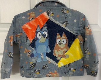 Up Cycled, Children’s, Denim Jacket With Bluey