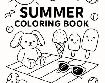 Summer Toddler Coloring Book – 15 Printable Pages | Cute Summer Activity Pack for Kids | Instant Download PDF