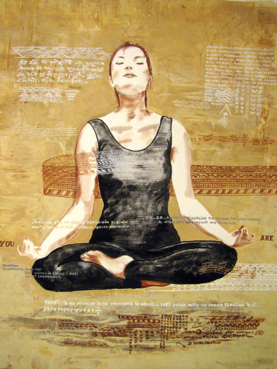 YOGA woman Levitation Studio Relax OM Meditation Abstract | Etsy