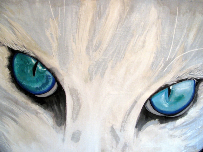CAT White fur and Turquoise Eyes Feline Cat lover Extra Etsy