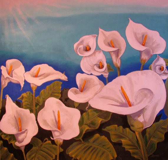 ABSTRACT CALLA LILY FLOWER CANVAS PICTURE PRINT WALL ART FREE FAST DELIVERY
