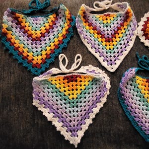 Crochet rainbow pride bandanas