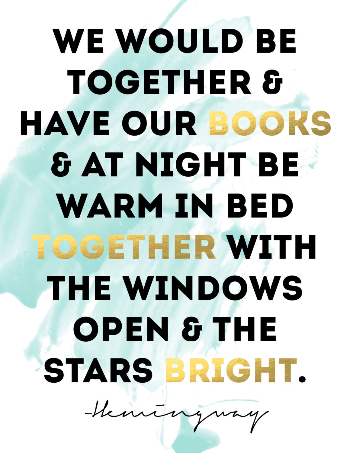 PRINTABLE Art Hemingway Quote Gold Foil Wall Art Quote Etsy