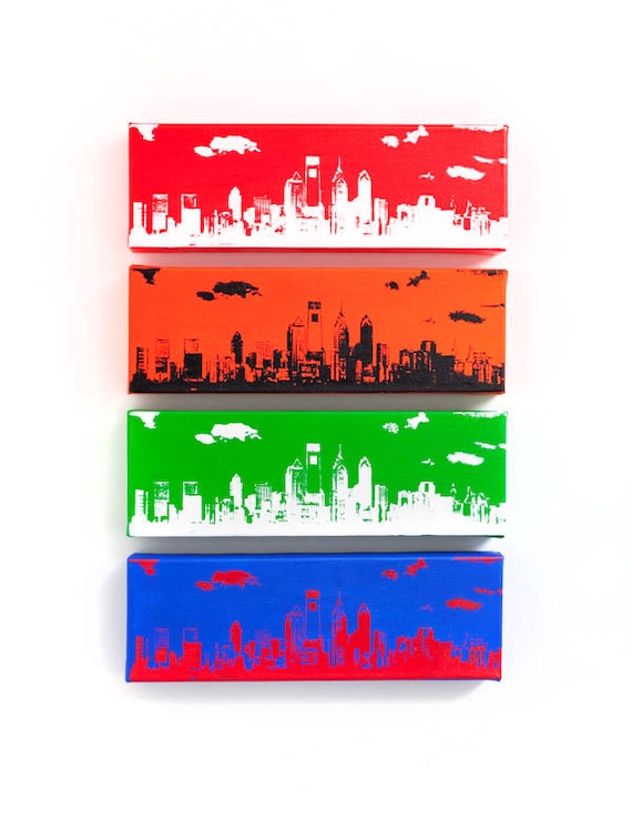 Philadelphia Skyline Canvas: Philly Sports Edition III (12 x 4 inches each) City Skyline Art