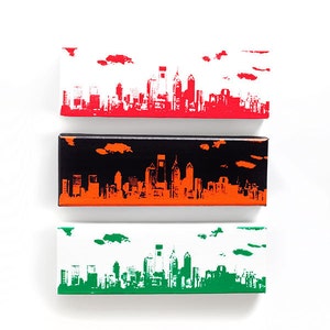 Philadelphia Skyline Canvas 12 x 4 inches, White with Red City Skyline Screen Print and Painting Home Decor image 2