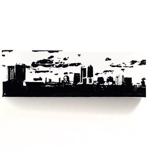 Jacksonville Florida Skyline Canvas (12 x 4 inches, White with Black) Florida City Skyline Screen Print & Painting Home Decor