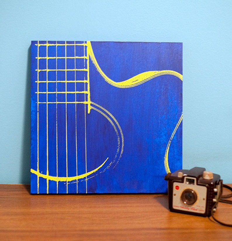 Music Wall Art Set of 4 Acoustic Guitar Pop Art Series on Etsy